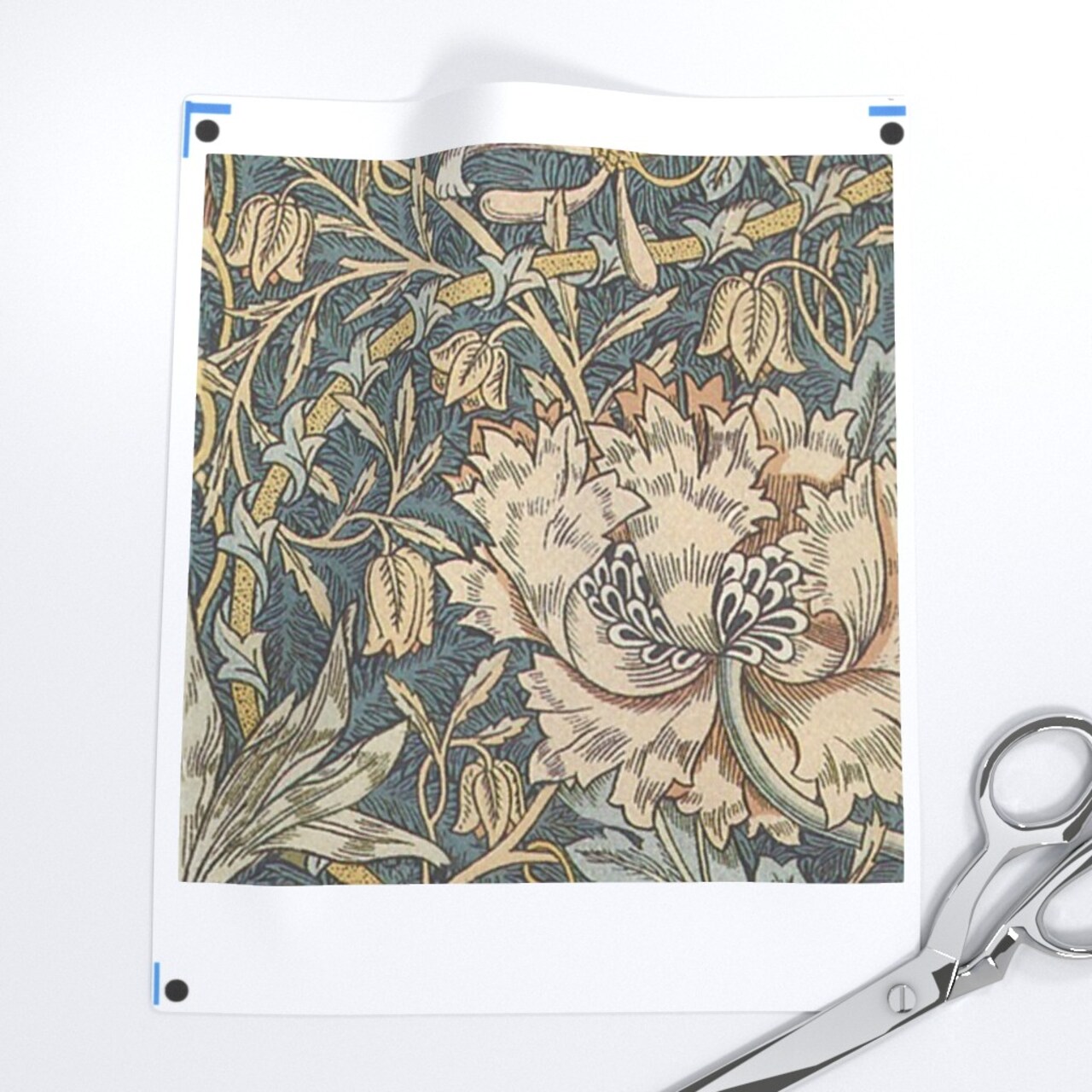 Floral Damask Victorian Vintage Style Edwardian Arts And Crafts Gray Blue Tan Custom Pre-pasted Wallpaper by Spoonflower Pre-Pasted Wallpaper 2FT Wide